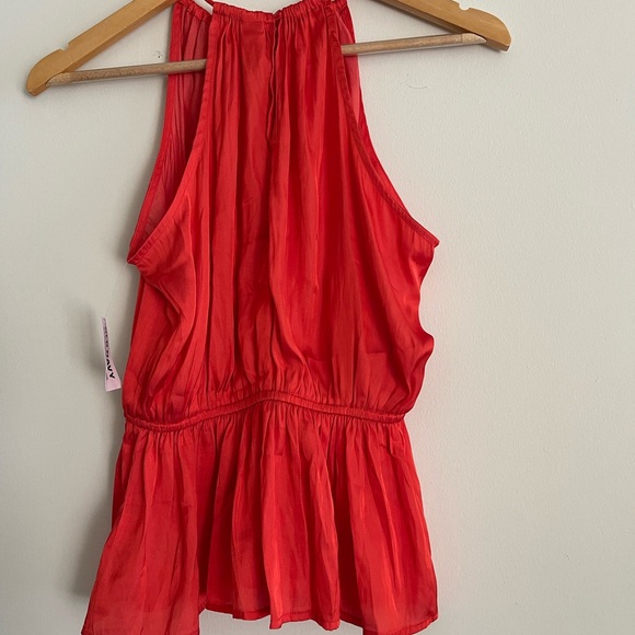 NWT Old Navy Satin Halter Top Peplum Waist Defining Brown Blouse Size XS - Picture 5 of 6